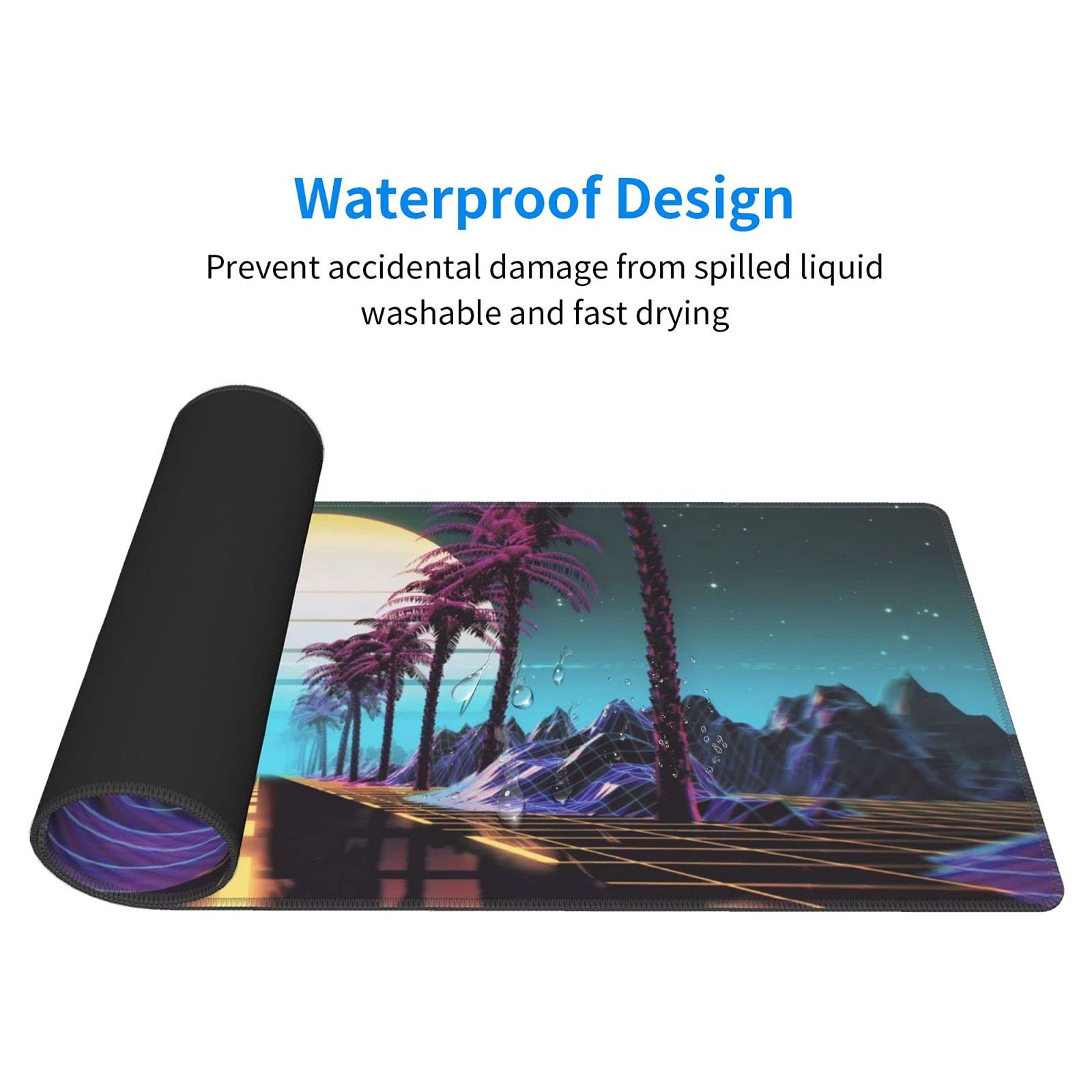 Cool Synthwave And Retrowave Gaming Mouse Pad Large XL Desk Mat Long Extended Pads Big Mousepad For Home Office Decor Accessories 31.5 X 11.8 Inch