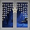 Verlicht kerststergordijn, lichtketting, raamdecoratie, 90 leds, warm wit, met zuignappen, eenvoudig te monteren, breedte 135 cm, hoogte 95 cm, snoer 5 m