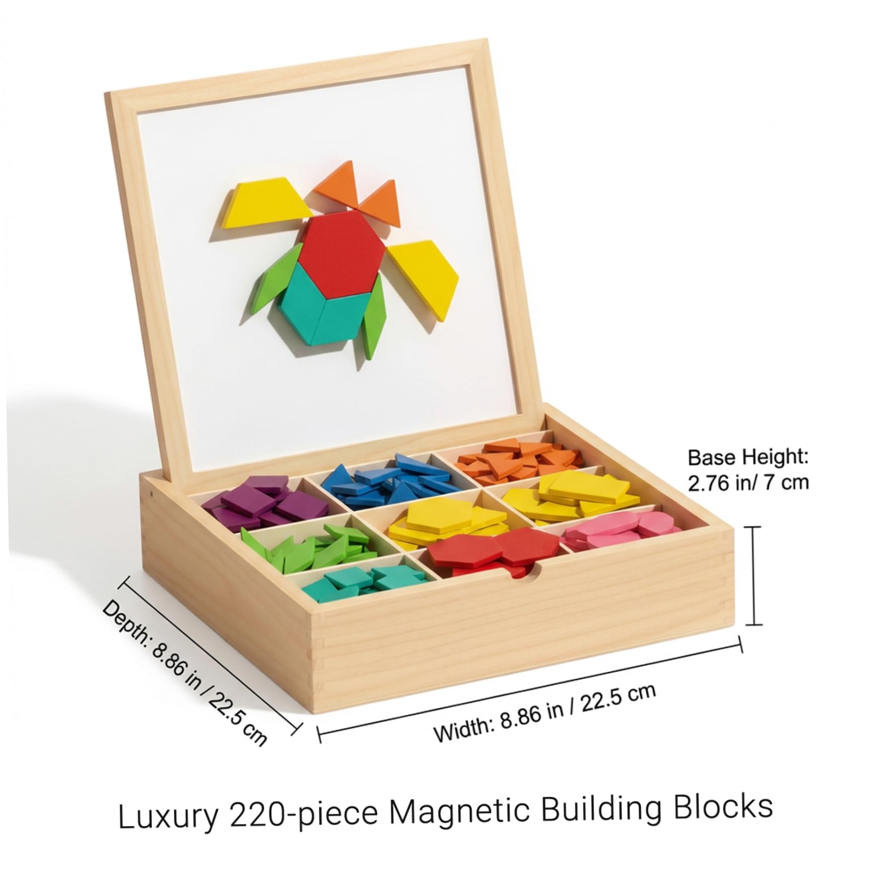 Rompecabezas Tangram, Rompecabezas magnéticos de Madera con Tarjetas de diseño, Juguetes de Aprendizaje para niños de 3 a 8 años, de geometría Tangram, 220 Piezas