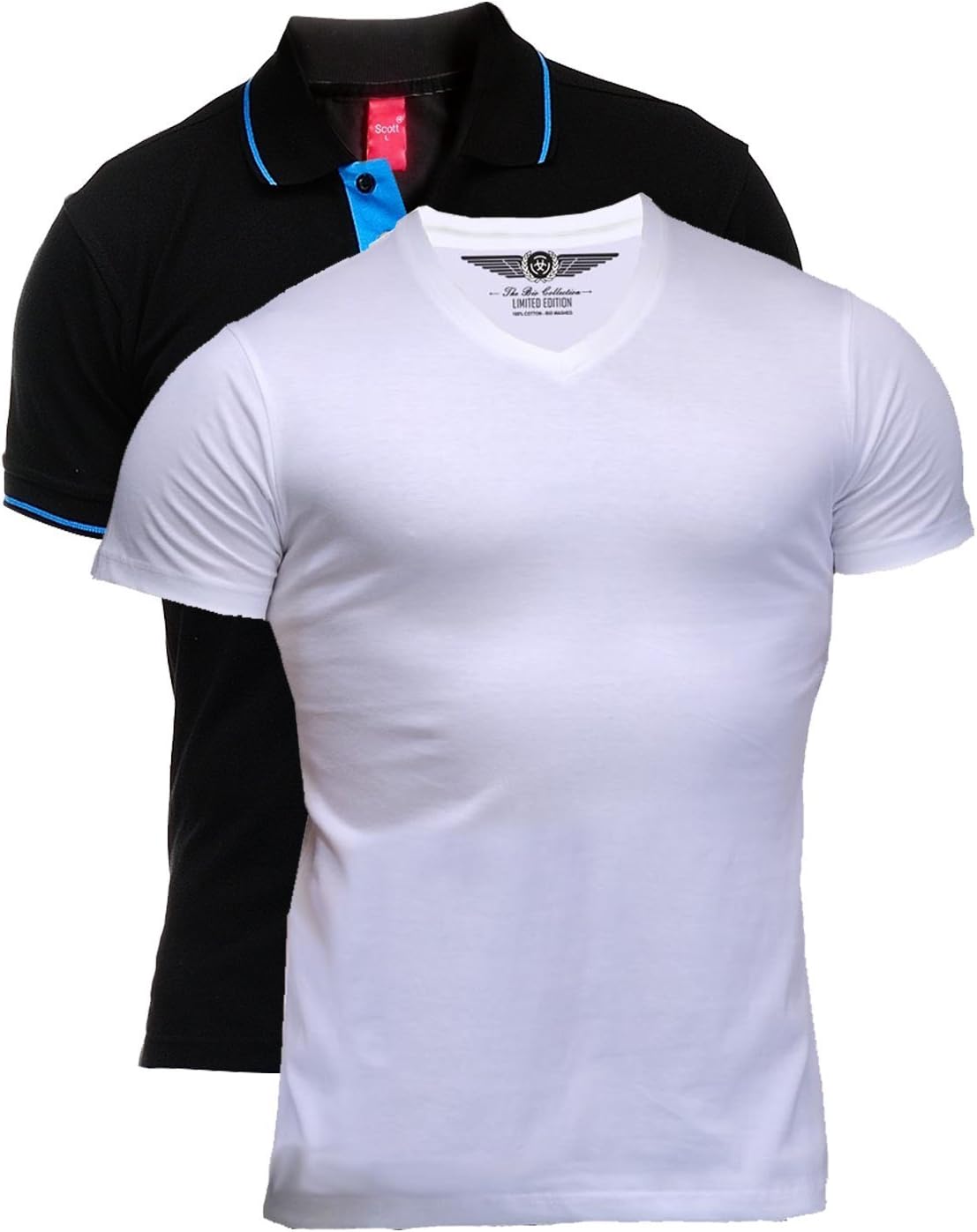 Scott International Men Combo of V Neck and Polo Neck T-Shirt (Pack of 2)