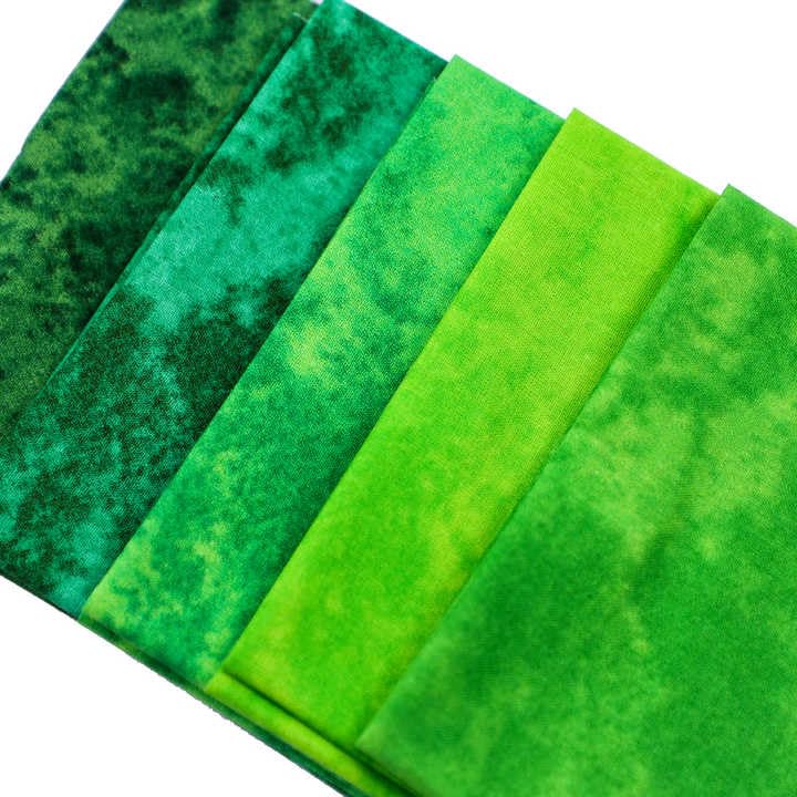 CraftsFabrics Abstract Blender Printed Fat Quarters Bundle of 5 Fabrics (45cm x 55cm). 100% Cotton. (Green)