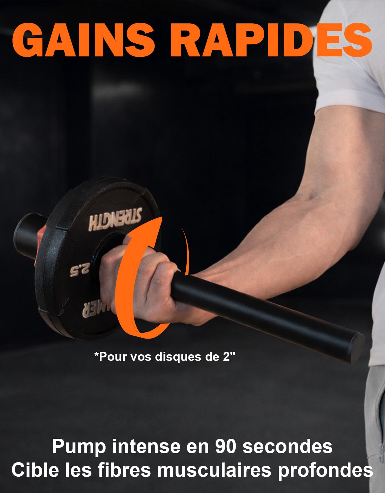 Fitarc 1 In renforceur d'avant-bras, barre pour poignets, barre de flexion des poignets, appareil de renforcement de la force de préhension, appareil de rotation des poignets