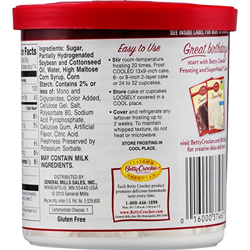 Betty Crocker, Ready-to-Serve, Soft Whipped Frosting, Fluffy White, 12-Ounce Tub (Pack of 3)