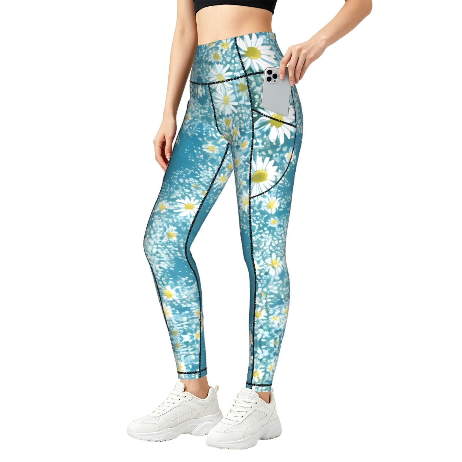 Leggings de margaritas con bolsillos mallas elasticas de entrenamiento para mujer 8