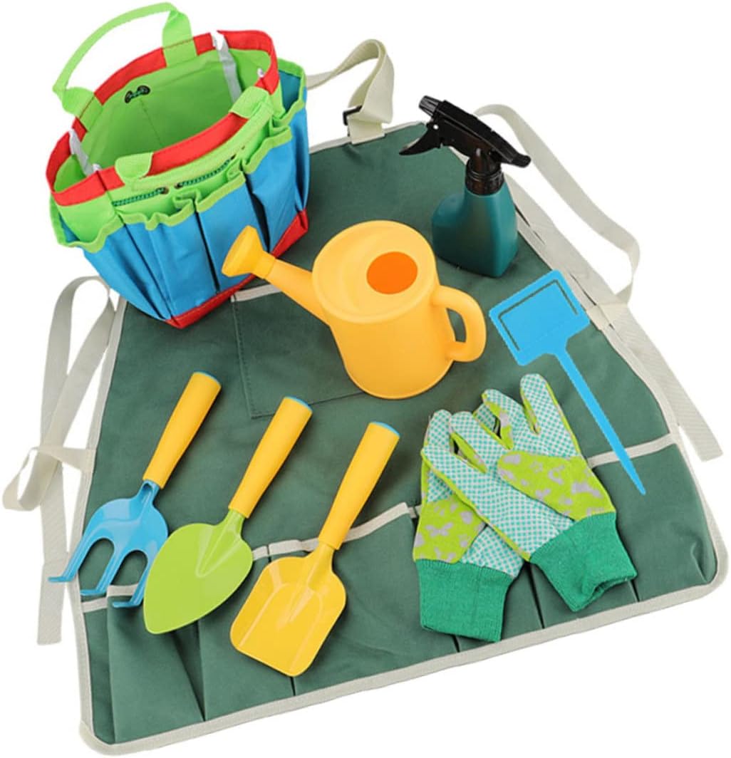 Milisten Gardening Tools for Kids 9pc Kit Mini Garden Tools Rake Shovel Watering Can Safe for Little Hands