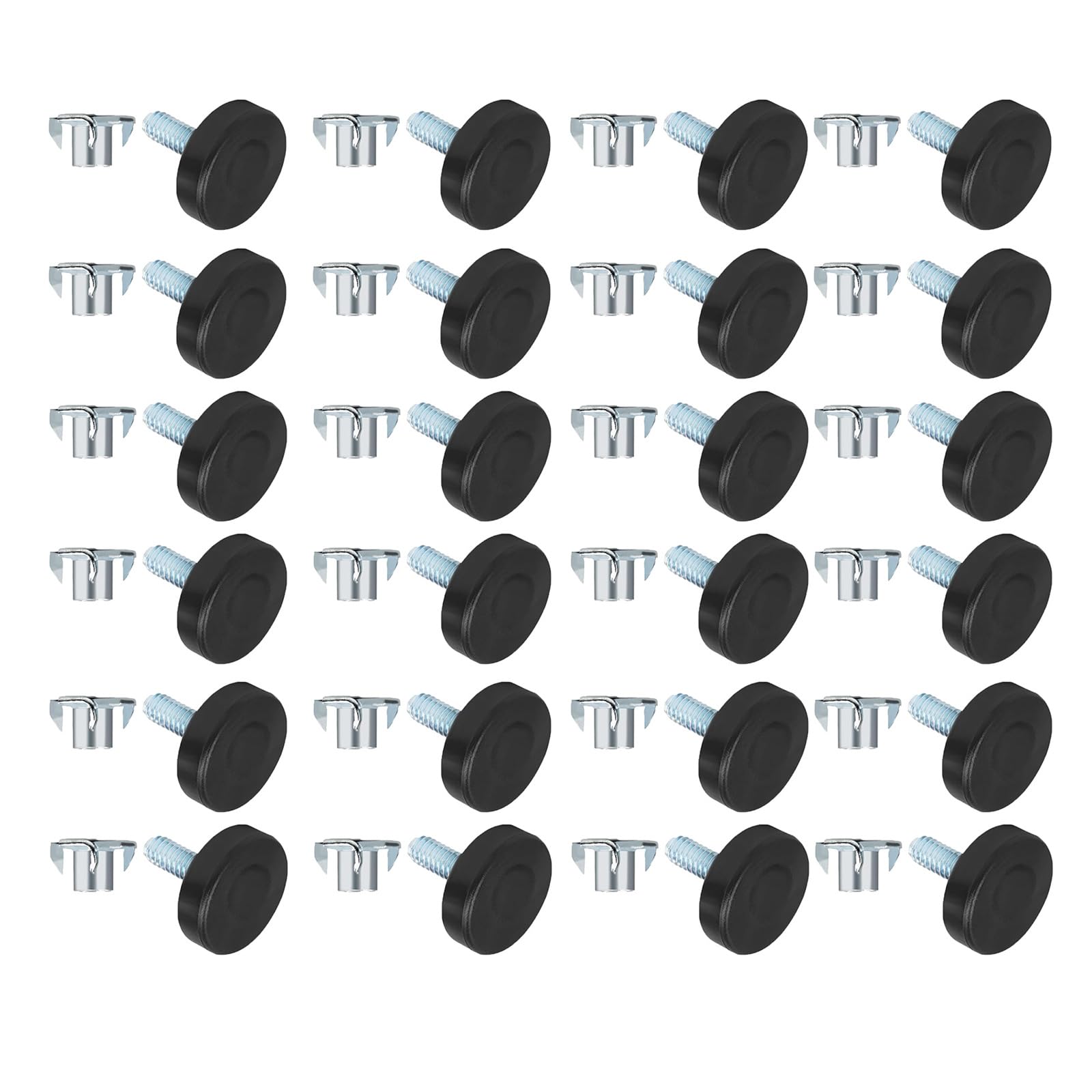 Msioytog 24Pcs Installation W Height Adjustable Furniture Feets 24 Pack M6threaded Screw In Levelers For Chairs Desks Shelves Floor Protective Easy Installion Thread Leveling Screws