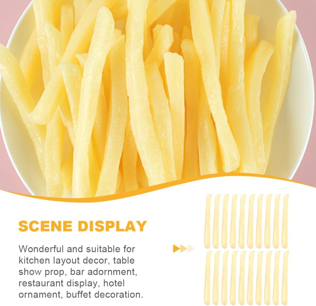 NUOBESTY 20pcs Artificial Faux French Fries Fake French Fries Play Food PVC French Fries Kitchen Toy Decoration Lifelike Tools Restaurant Tricky Props Yellow