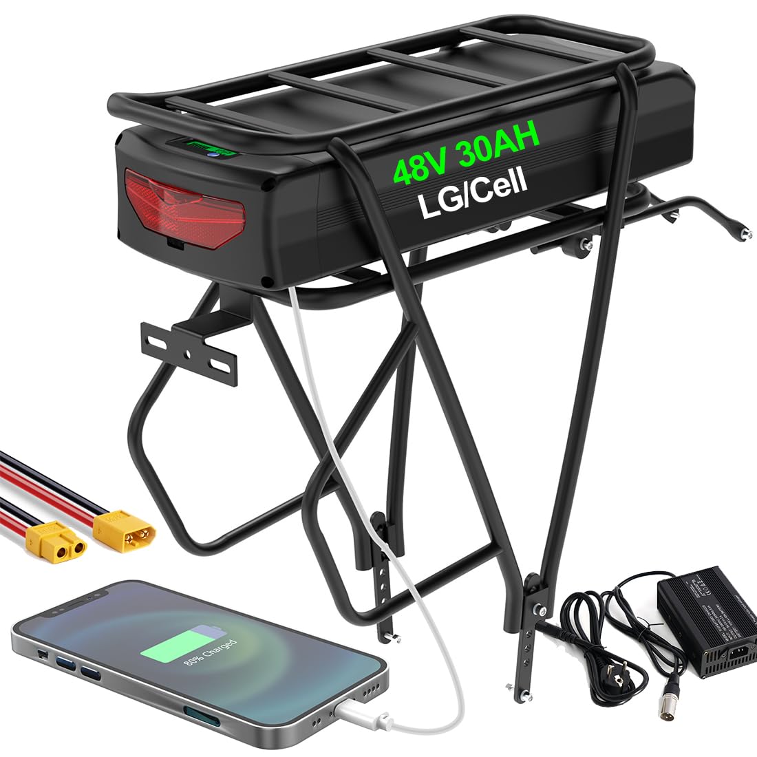 48V 30ah batteria per bici elettrica con portapacchi per kit ruote di conversione Ebike - batteria al litio-