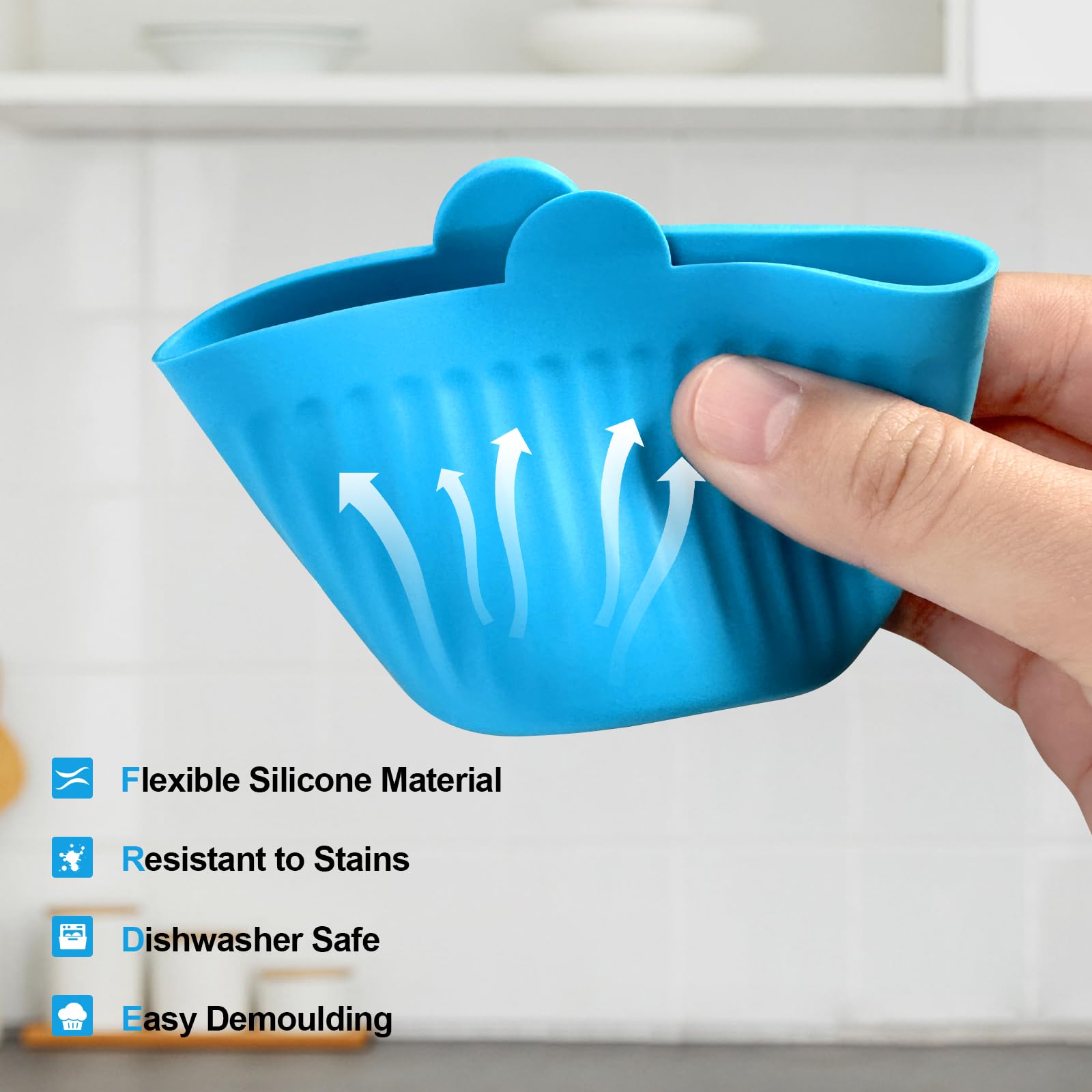 8 Stück Luftfritteusen-Auflaufförmchen, Premium-Silikonform, antihaftbeschichtet, für Eier, Cupcakes, Muffins, Puddings, Torten, Puddings, Puddings, Puddings, Puddings, Puddings, Puddings