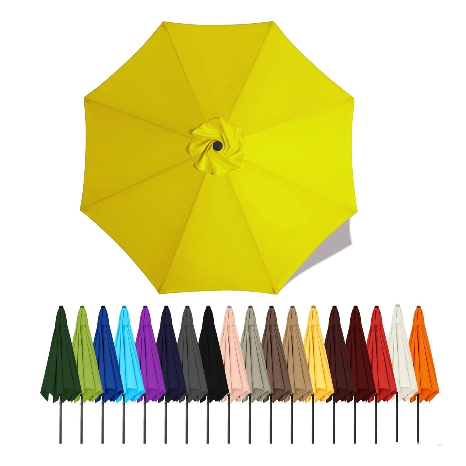Duchunsheng Replacement Canopies Parasols 6 Rib/8 Arms Blue Gray Green White Umbrella Canopy 2 2.5 2.7 3 4M Waterproof Anti-UV Sun Umbrella Parasol Cover Outdoor Patio Garden(Yellow,2m - 8Ribs)