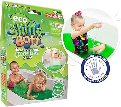 Zimpli Kids Baby & Toddler Toys,Bath Toys Eco Slime Baff Green, 1 Bath or 4 Play Uses from Zimpli Kids, Turns water into gooey, colourful slime, Christmas Stocking Filler Gift