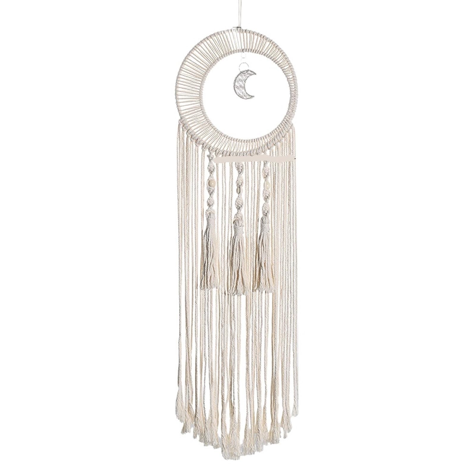 2PCS Handmade Dream Catcher Hanging With Rattan Bead Feathers Wall Car Decoration Ornament Dreamcatcher for Bedroom(Beige04)