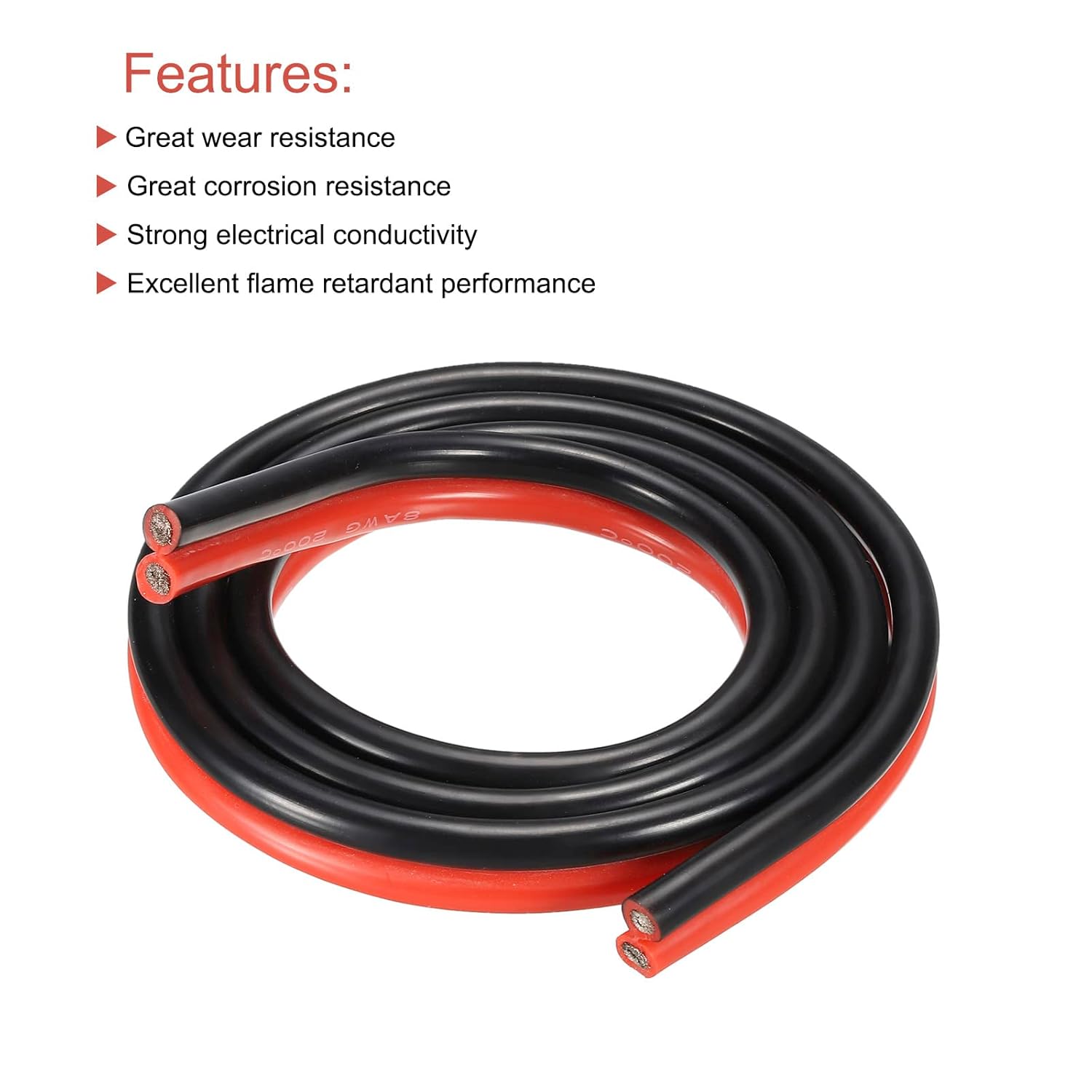 MECCANIXITY 8 Gauge Wire 2 Conductor Parallel Silicone Wire 8AWG Stranded Wire Electrical Wire Tinned Copper Wire 1.5m/5ft for LED Strip Extension Cable, Car Model, Internal Wiring