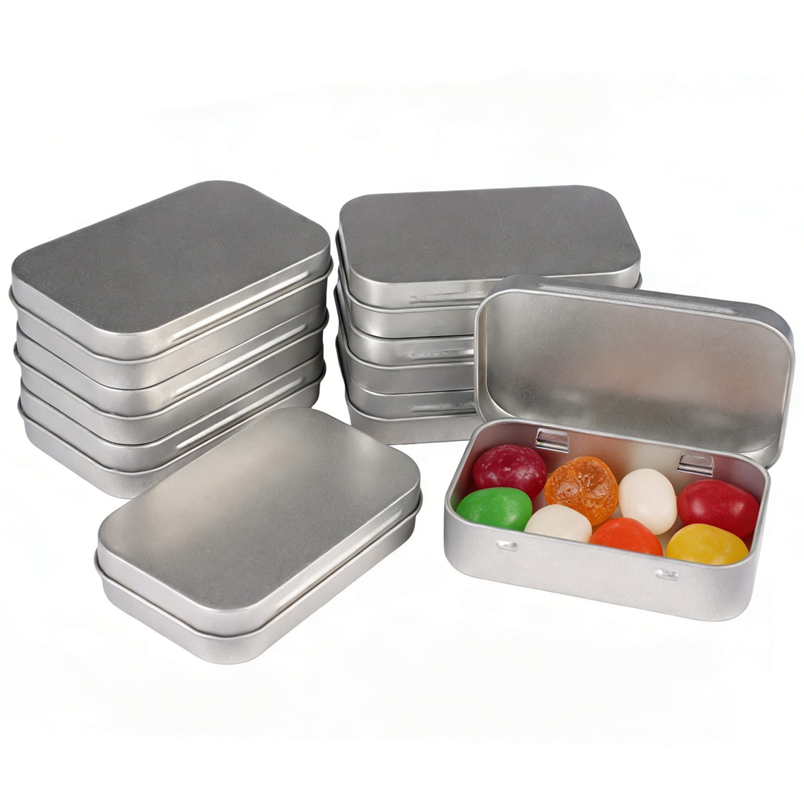 8 Pieces Small Metal Tins with Lid,Rustproof Rectangular Storage Tin Boxes