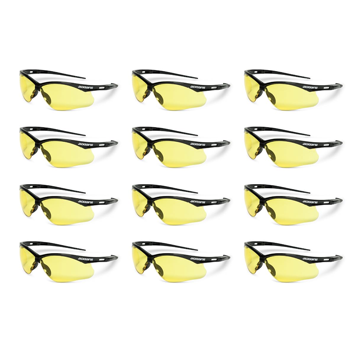 Jackson Safety SG Safety Glasses - Eye Protection for Men & Women - ANSI Z87.1 - Pack of 12 (Multiple Styles)