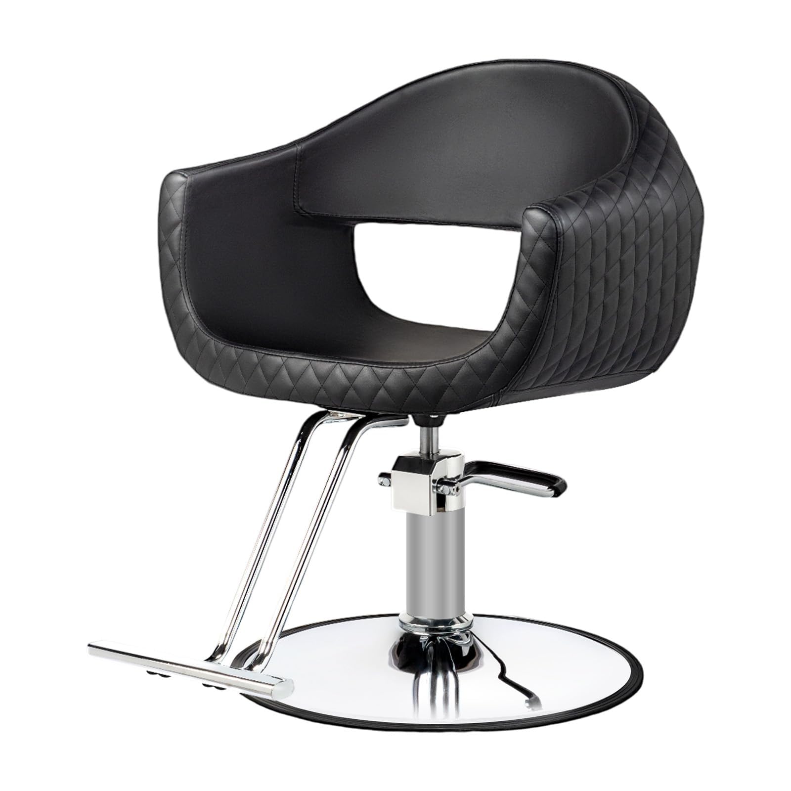 LEADZM Professioneller Friseurstuhl 360° Drehung hydraulische Pumpe Höhenverstellbar 150 kg Barberstuhl Schwarz Silber