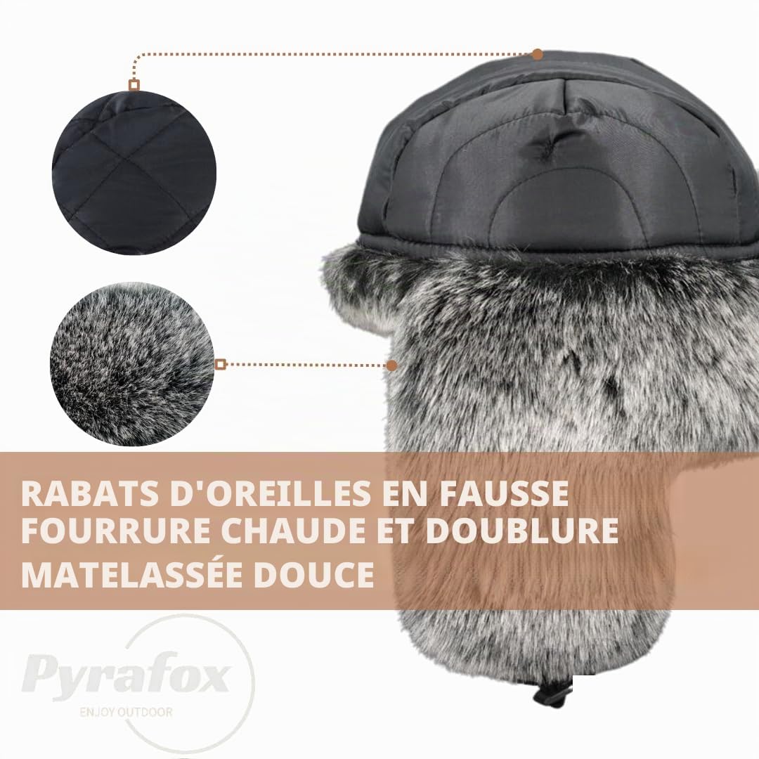 Chapeau bomber luxueux en daim synthétique – Chapeau d'hiver avec cache-oreilles Ushanka