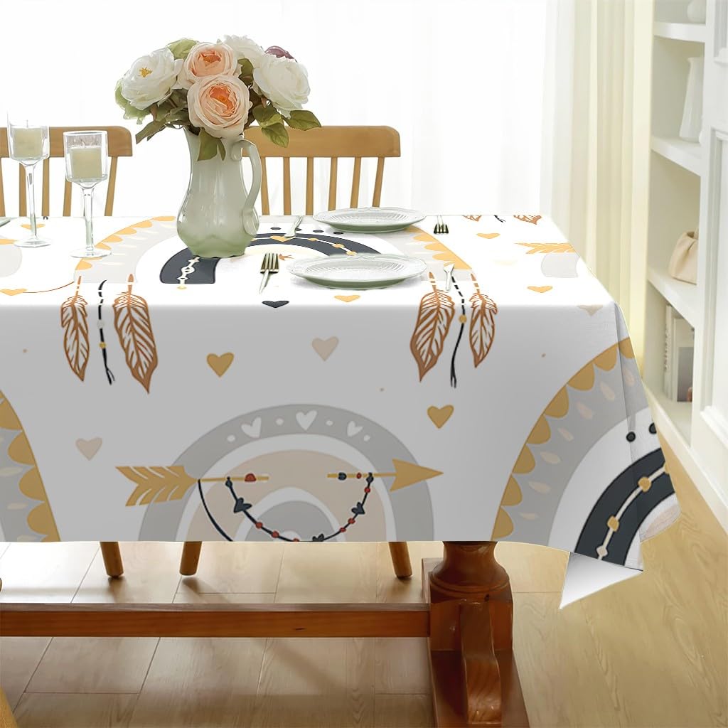 Boho Regenbogen Tischdecke Abwaschbar Rechteckig 260 x 140 cm