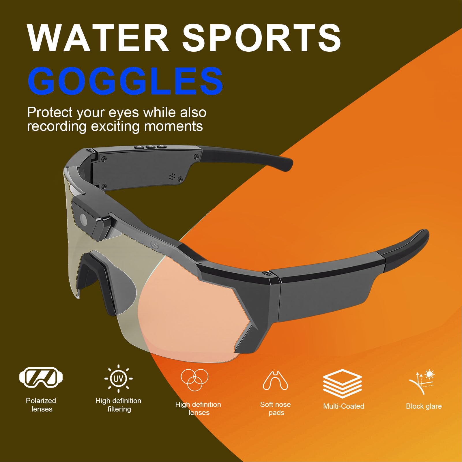 Gafas de Ciclismo con cámara HD 1080P WiFi Gran Angular Cámara Inteligente Gafas Deportivas para Actividades al Aire Libre