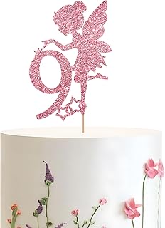 Fairy 9 Cake Topper, Rose Gold Fairy 9th Birthday Cake Topper, Fairy Nine Cake Decor, Garden Fairy Themed Birthday Decoration, 9th Anniversary/Girl's Birthday Party Decorations