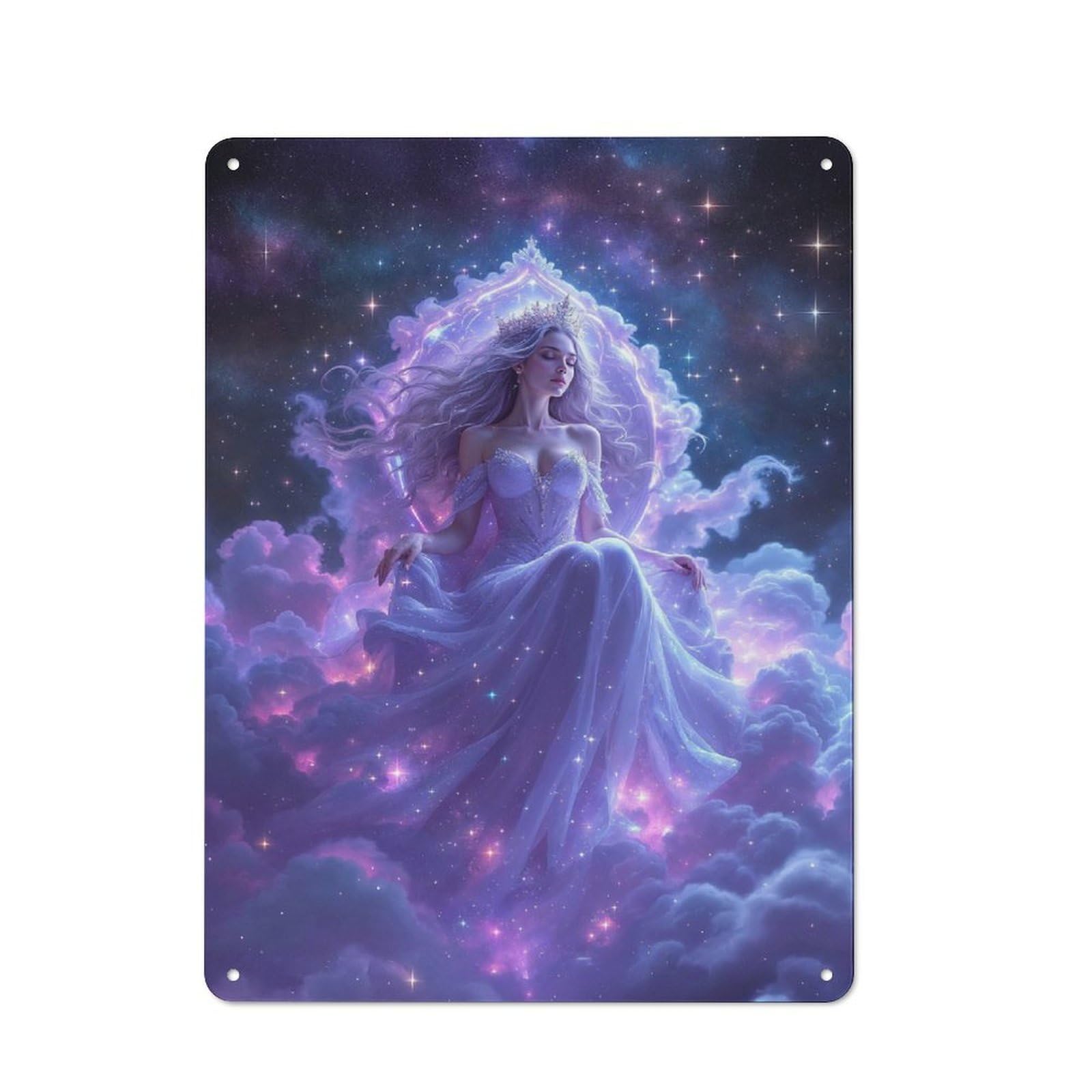 Shed Style Decorative Metal Plaque 40x30cm Featuring Celestial Queen, Porch Wall Decor for Patio Bar, Workshop, Shed Or Kitchen