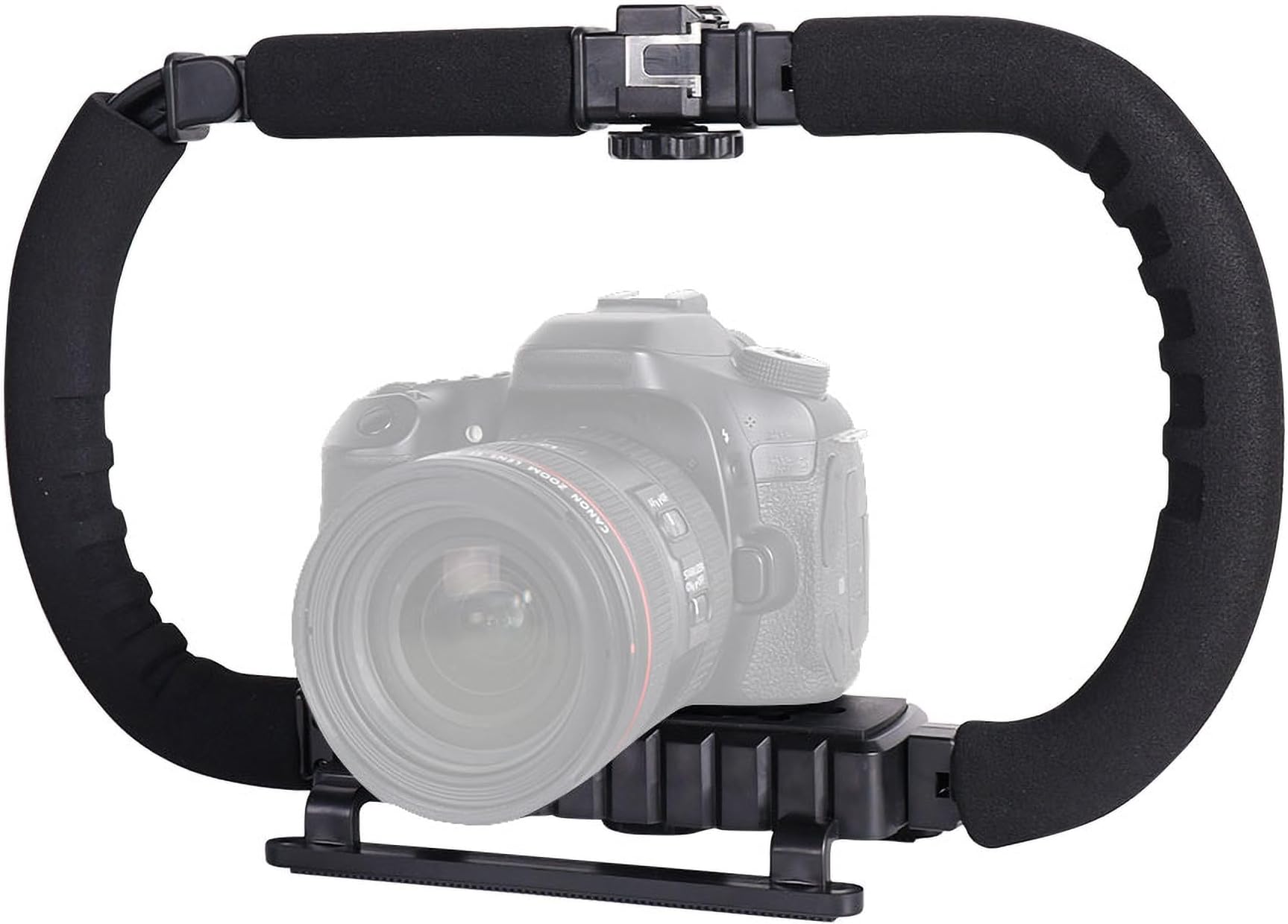 VH-03 Double Hand Stabilizer Compatible with Cameras Smartphone GoPro DSLR/Mirrorless/Action Camera Camcorder, Foldable Handle Grip Handheld Video Rig
