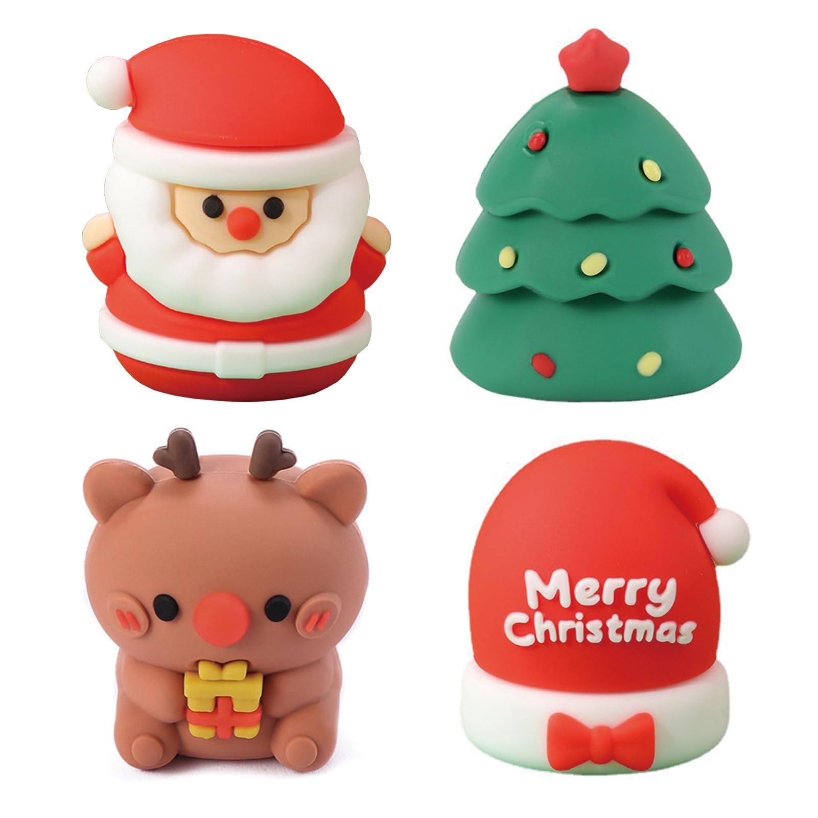 3 Pcs Cute Pencil Sharpener Xmas Christmas Pencil Sharpener Small Manual Pencil Sharpener Kawaii PVC Sharpener Stationery School Office Supplies (4Pcs Xmas)
