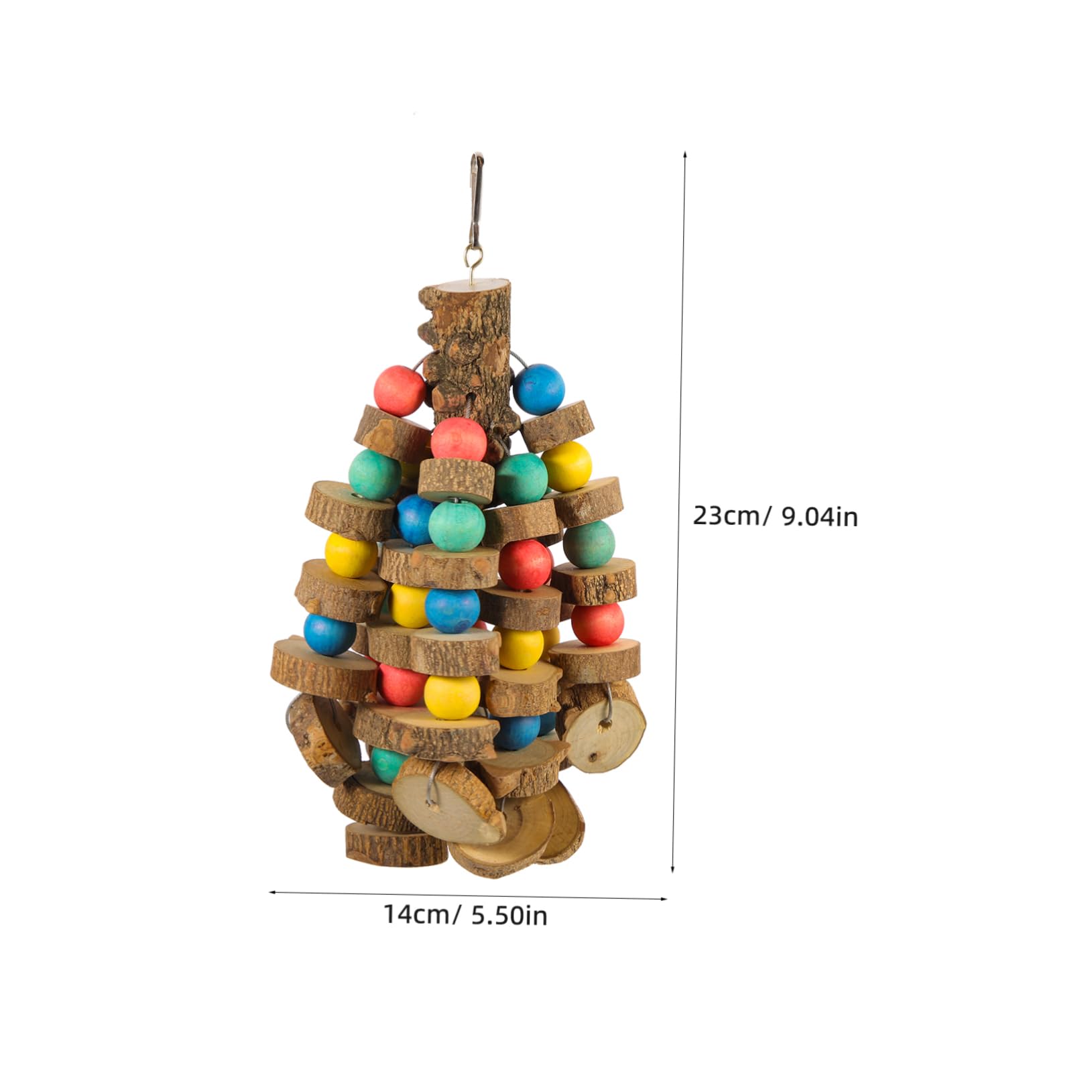 VICASKY Wooden Parrot Chewing Birdcage Pendant for Parakeets Parrots Durable Natural Design Easy to Install with Movable Hook for Chewing Foraging