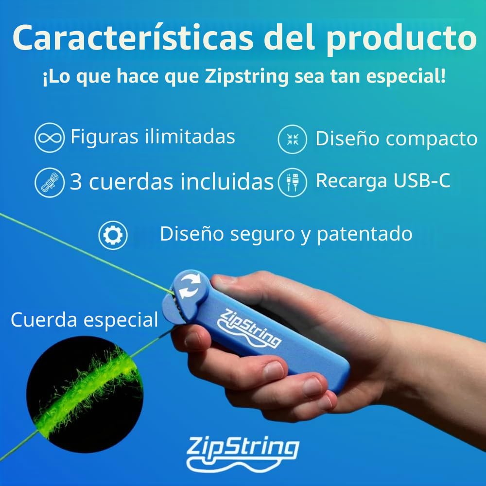 Pioupiou et Maravilles- Zipstring-Equilibrio Entre Fuerza y Gravedad-Crear Figuras-3 Colores de Cuerdas de 3 Tamaños-infinidad de Posibilidades-Idea Regalo-Niños-Adolescentes-Adultos, ZSV423