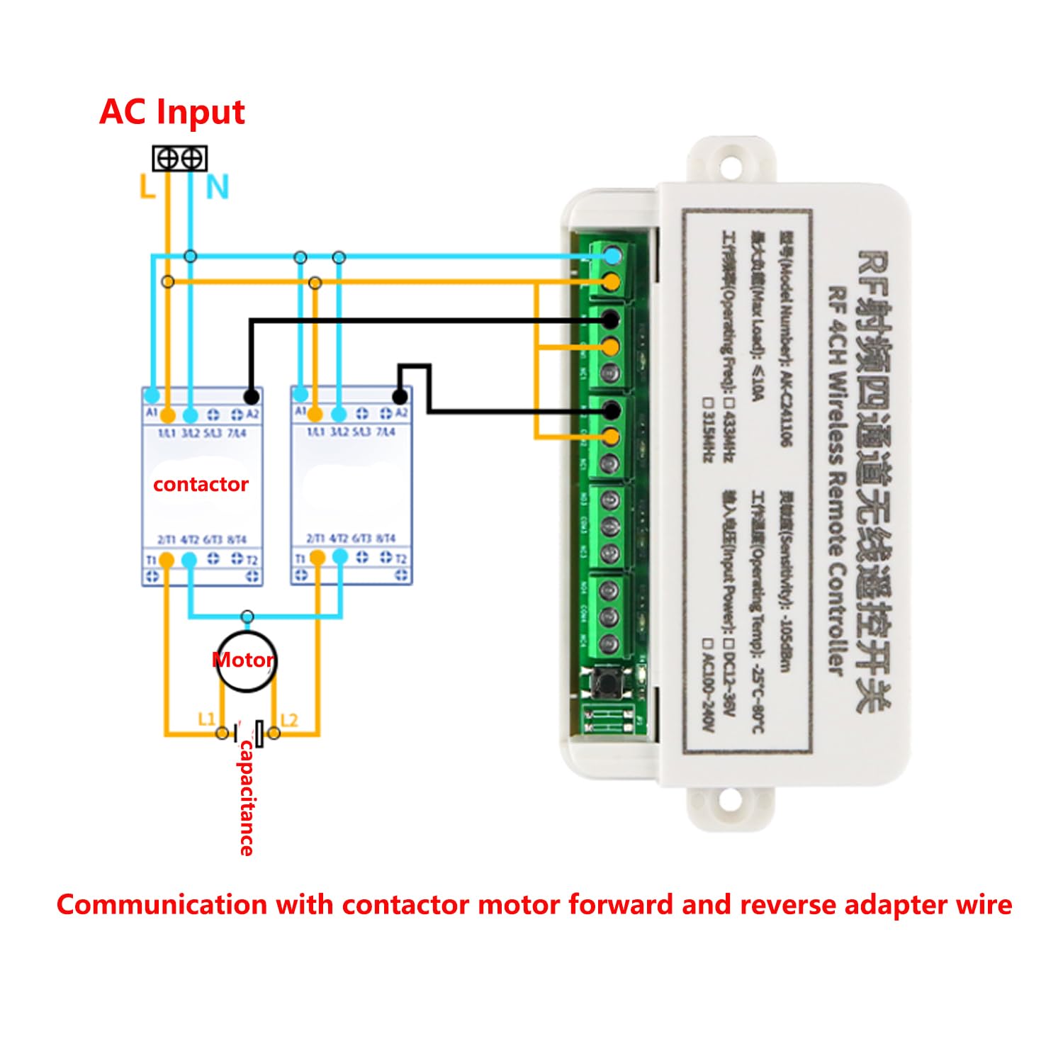 Fubei Interrupteur 220 V 230 V 10 A Télécommande sans fil 4 canaux RF Système récepteur 220 V Interrupteur relais 4 canaux Télécommande 433 MHz NO NC COM libre de potentiel