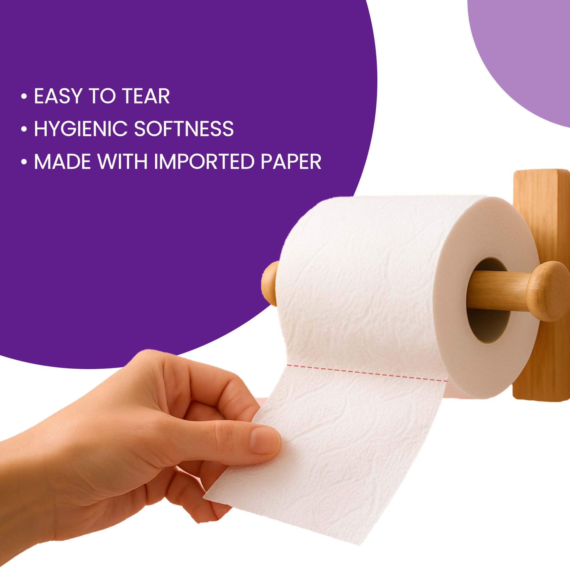 DAFFODIL 2 ply Toilet Tissue paper-10 rolls/packs (240 pulls per roll, 2400 pulls, 4800 sheets) UltraSoft Toilet Paper Roll, Strong and Long Lasting for Home or Office Use. - Image 4 thumbnail