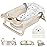 MoreFeel Collapsible Baby Bathtub for Newborn with Thermometer & 1 Hooded Towel & 1 Soft Floating Cushion,Portable Travel Bathtub with Drain Hole, Durable Foldable Baby Tubs for Infants to Toddler