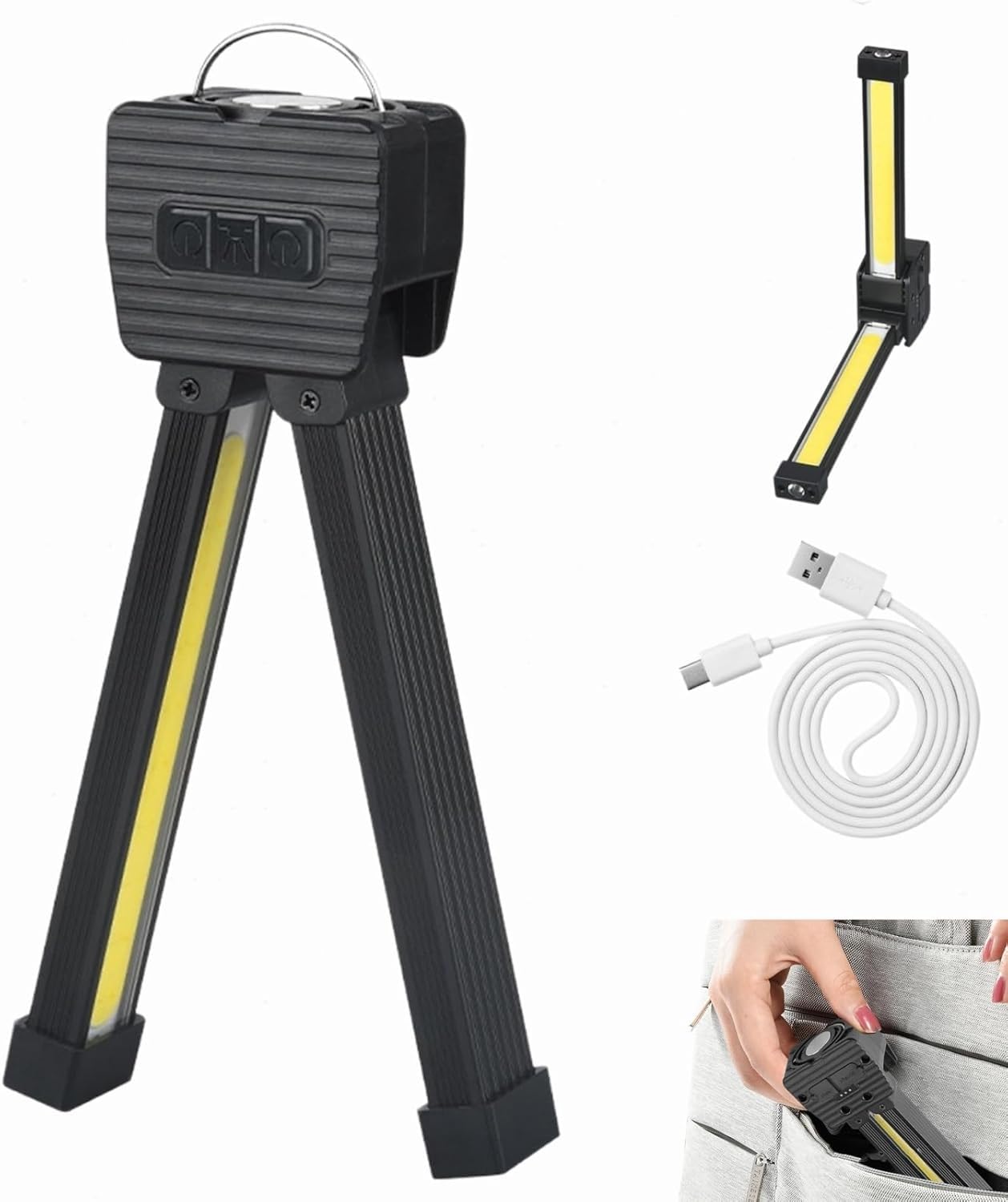 YuuFcy Posing Lamp Gym, Gym Lamp for Posing, Portable Magnetic LED Flashlight with Hanging Hook, 7th Gear Dimming, Handheld USB Rechargeable Worklight with 180 Degree Folding (1PC)-picture-31