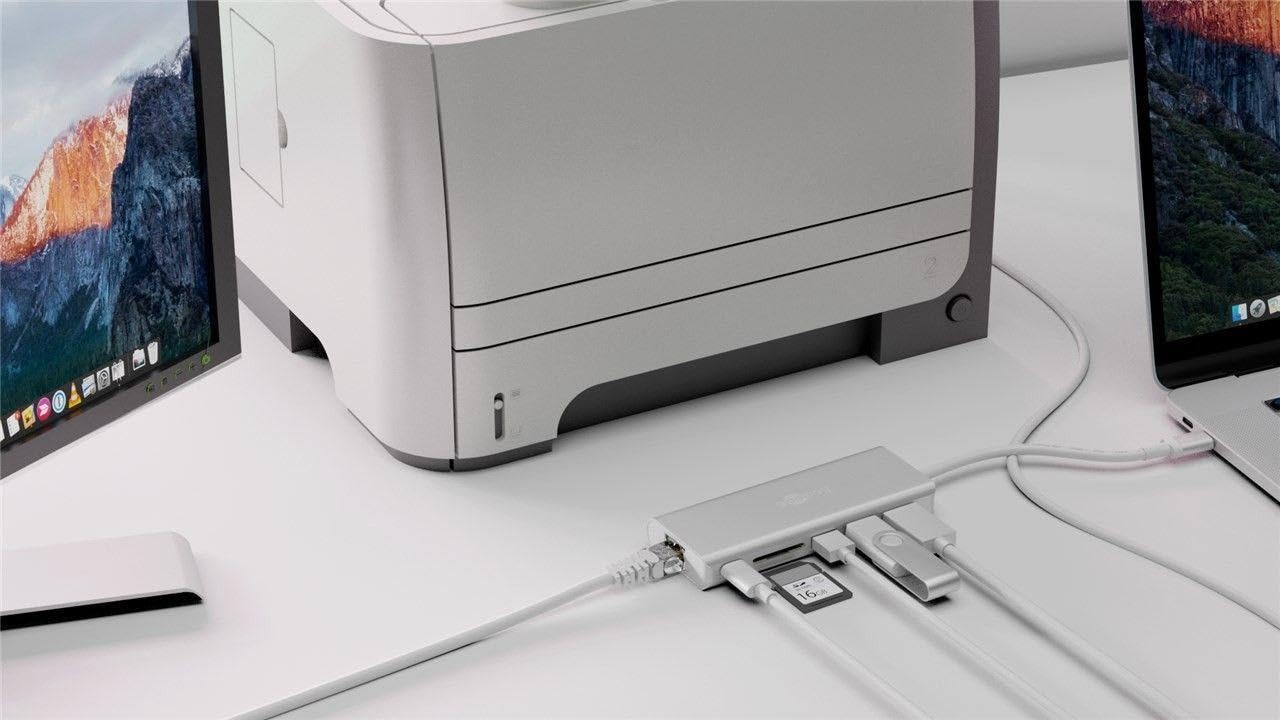 Goobay 76788 6 in 1 Hub USB-C riflette i segnali da USB c a HDMI e dispositivi USB / adatto per laptop, tablet, notebook, monitor, tv, tastiera e per Apple Mac Book e MacBook Pro / argento