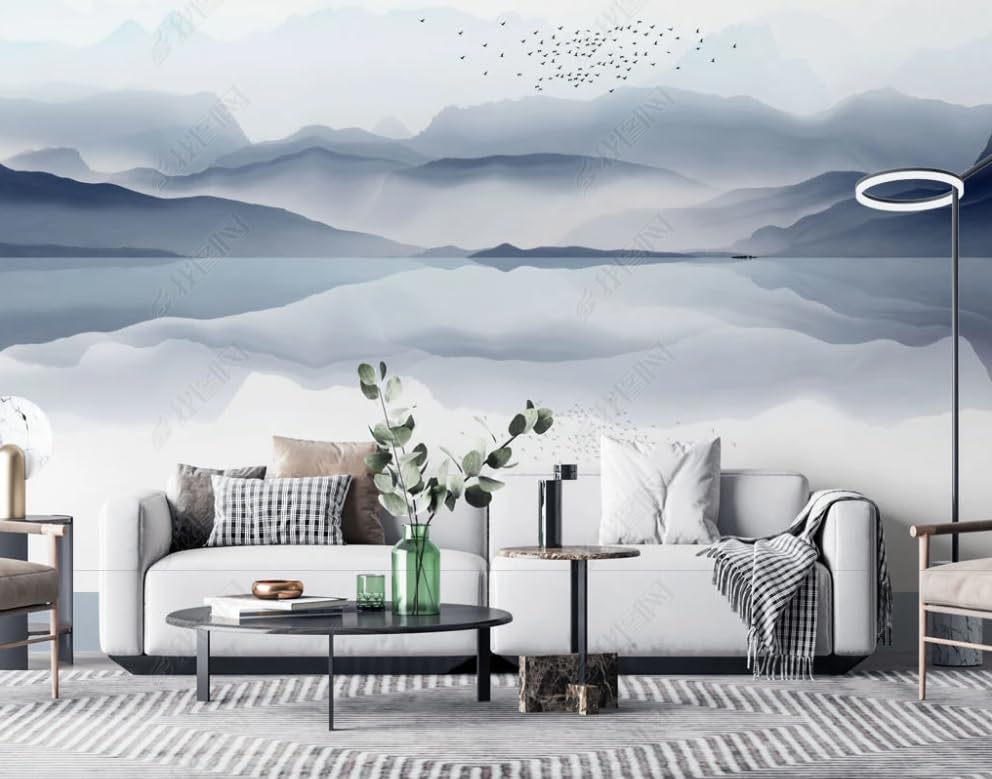Papier peint intissé paysage bleu pour agrandir visuellement une chambre