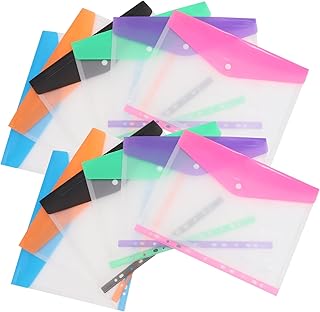 Parliky 12 Peças Pastas De Arquivo Clipes Fichários Sacos Transparentes De Arquivo Sacos De Armazenamento De Arquivos Pastas De Documentos Transparentes Suportes De Arquivos Sacos De