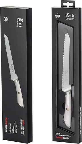 Miniatura 7 de Cangshan ELBERT Serie Alemán Acero Forjado 8" Cuchillo de pan offset (blanco)