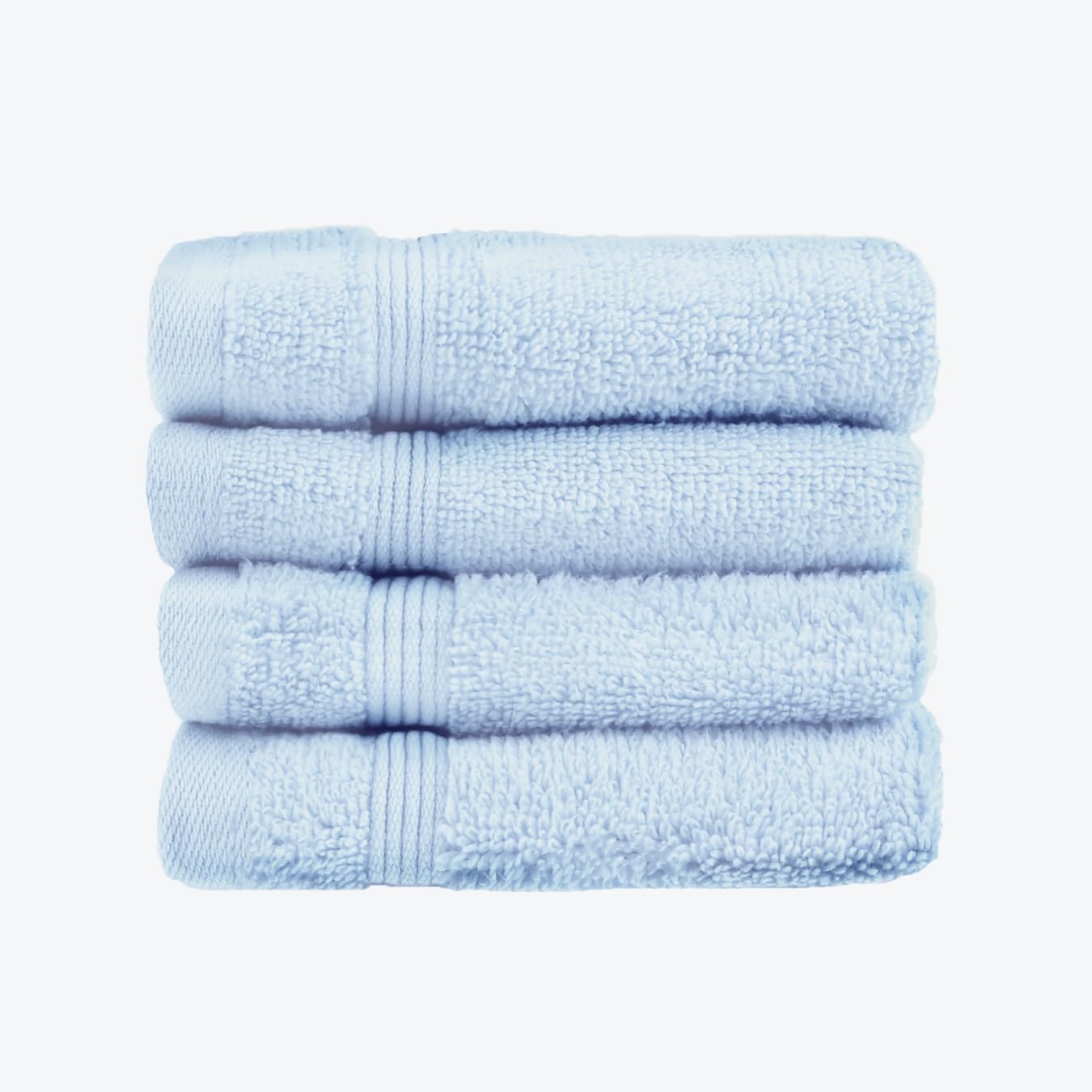 Allure Zero Twist Face Cloths Pack of 4 30 x 30cm, 100% Egyptian Cotton Flannels (Baby Blue)