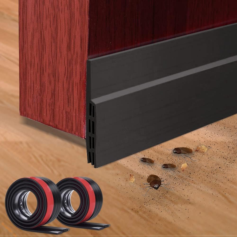 2PC Silicone Door Draft Stopper 39 inches Door Seal Strip for Under Door Seal Gap Interior Exterior Doors