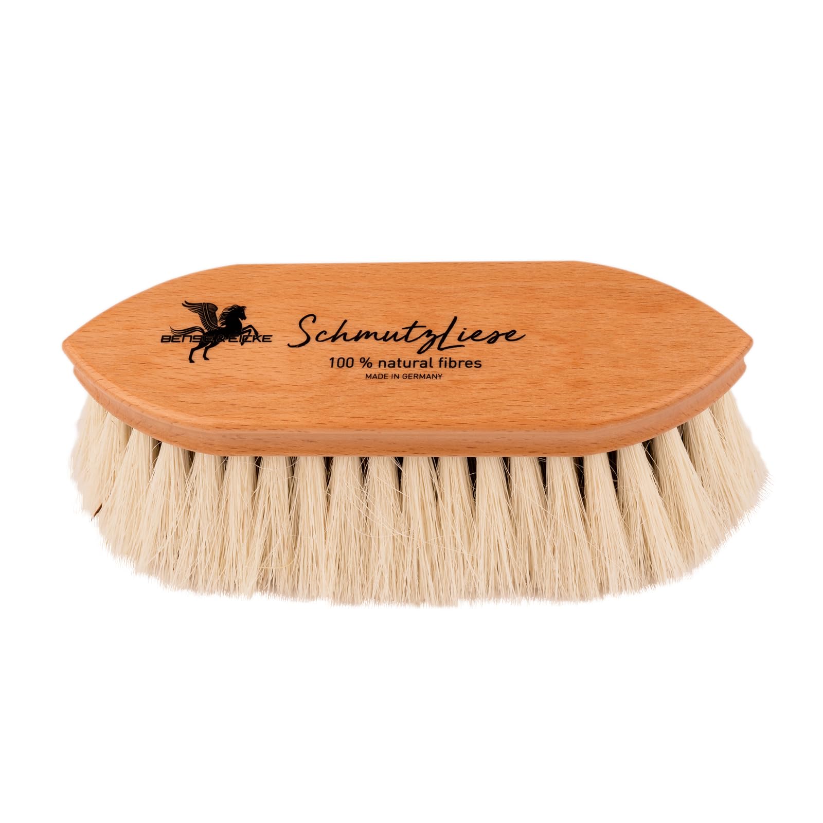 Bense & Eicke Wurzelbürste SchmutzLiese 200 x 59 mm – Naturfaser Pferde Schmutzbürste und Fellbürste für Fell, Körper und Beine - Made in Germany
