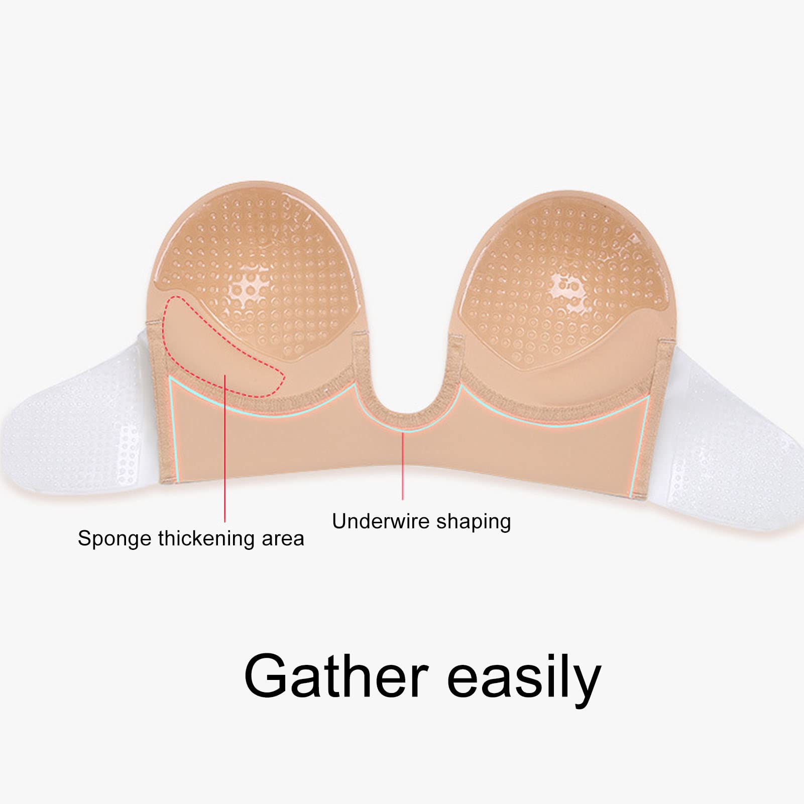 Soutien-gorge collant sans bretelles, push-up en forme de U, nylon et silicone, lavable et réutilisable, léger et confortable pour une fête quotidienne ou un mariage