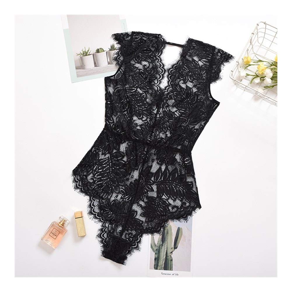 Kehuitong Psgs Lace Bodysuit Lace Deep V Bodycon Women Rompers