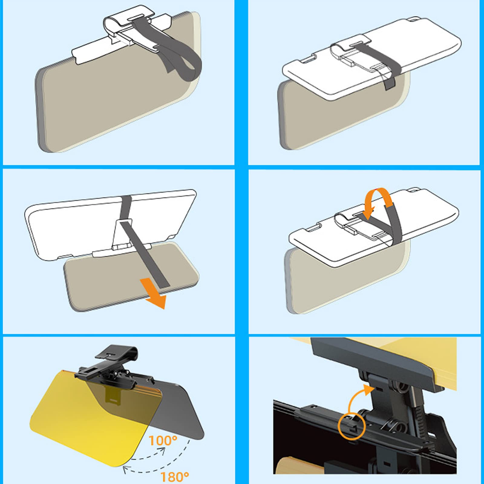 Visiera Parasole Multifunzionale Per Auto – Antiriflesso UV E Neve, Regolabile, Per Guida Diurna E Notturna, Universale