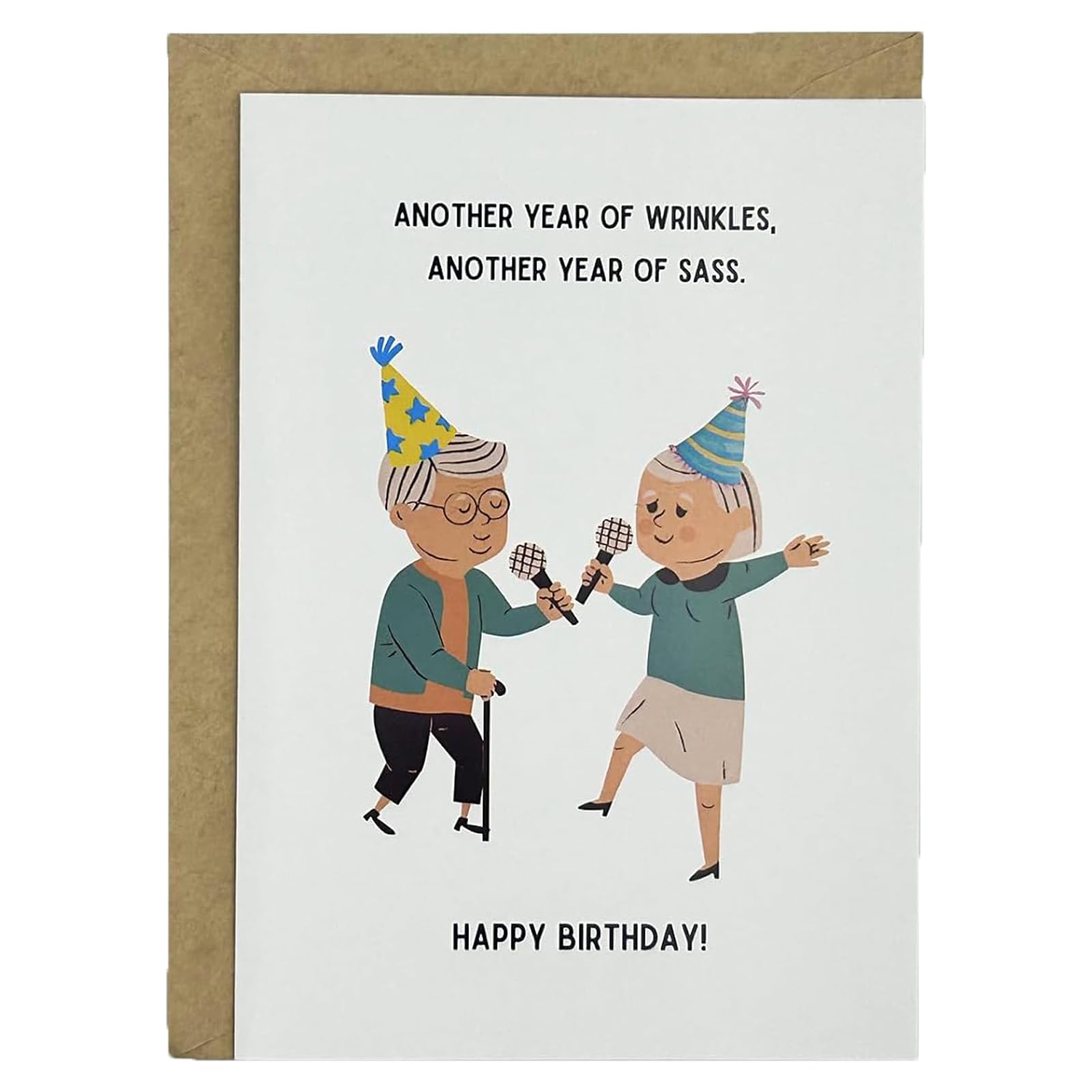 Funny Birthday Card for Him/Her, Husband, Wife, Men, Women — Humorous Birthday Card for Friends or Family, ANOTHER YEAR OF WRINKLES. ANOTHER YEAR OF SASS.