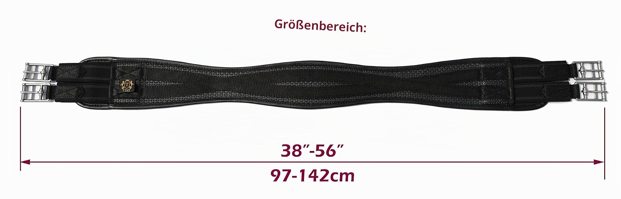 T TEKE Sattelgurt für Pferde, Airflow-Waffel-PVC-Schaum-Konstruktion, Edelstahlschnallen (96–142cm)
