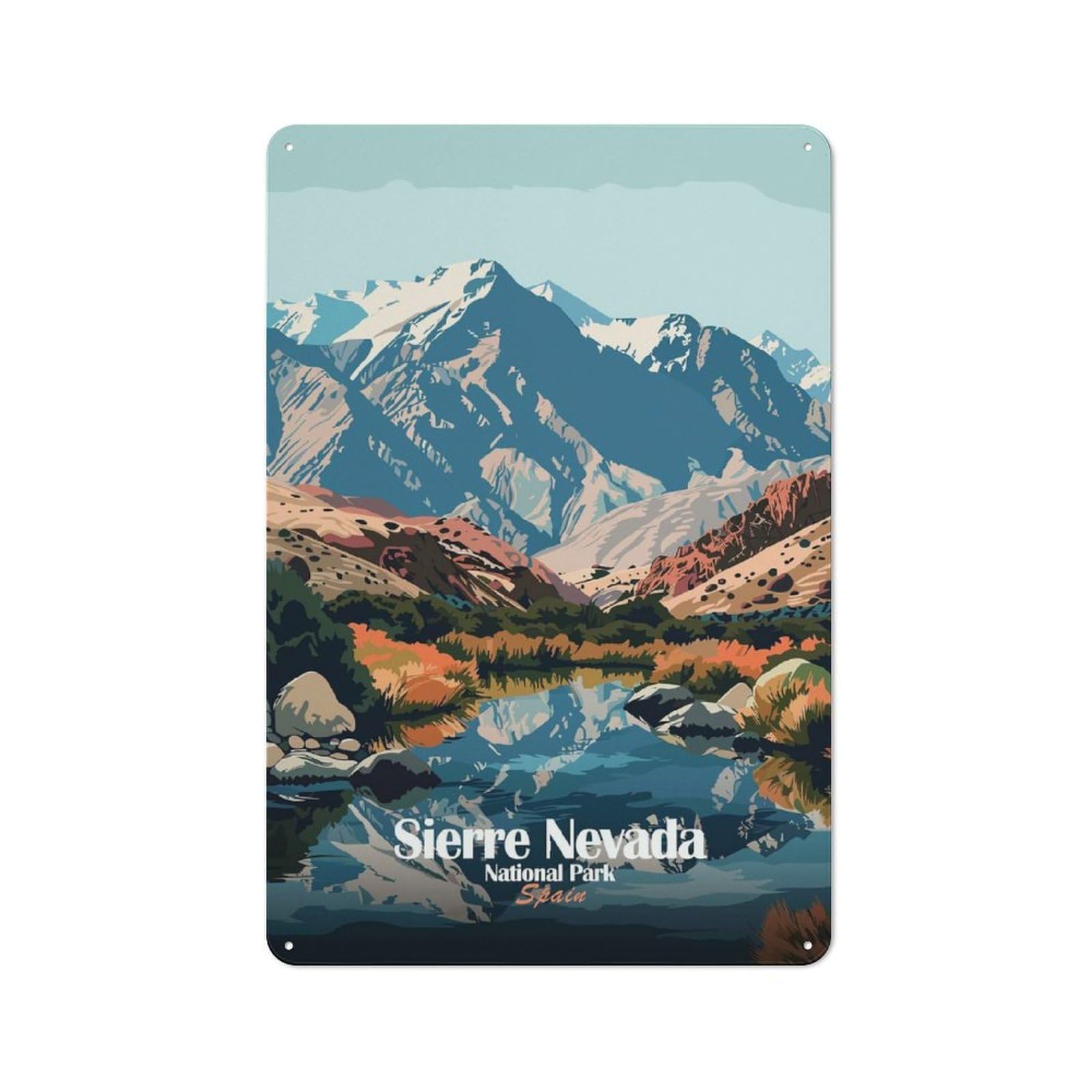 Junmoney Style-20 Sierra Nevada National Park, Spain Metal Wall Art Sign 30X20cm, Vintage Old Style Wall Plaque For Living Room, Hallway, Kitchen Or Cafe