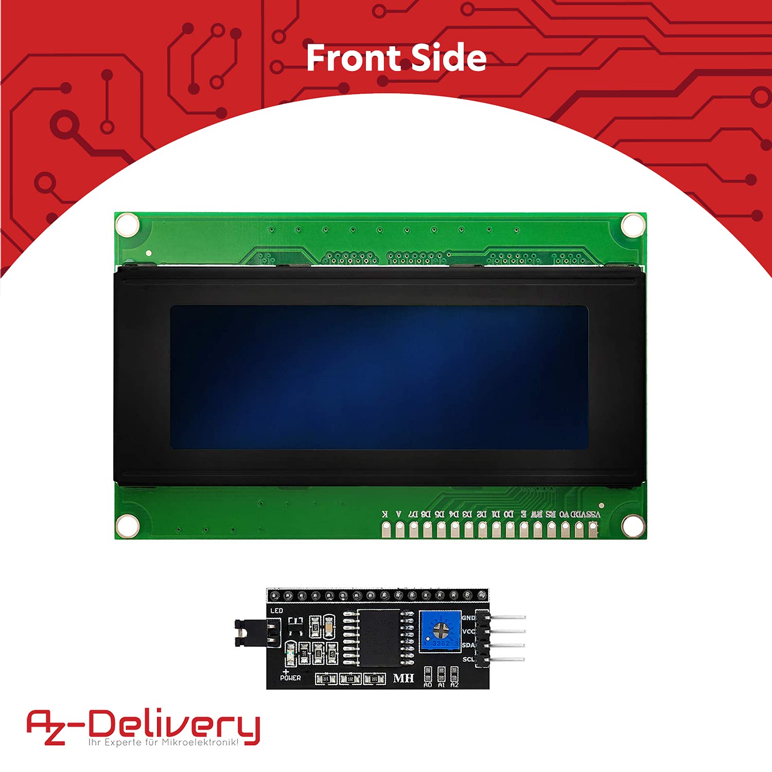 AZDelivery HD44780 2004 LCD Display Bundle Blue 4x20 znaków z interfejsem I2C kompatybilny z Arduino i Raspberry Pi w tym E-Book!