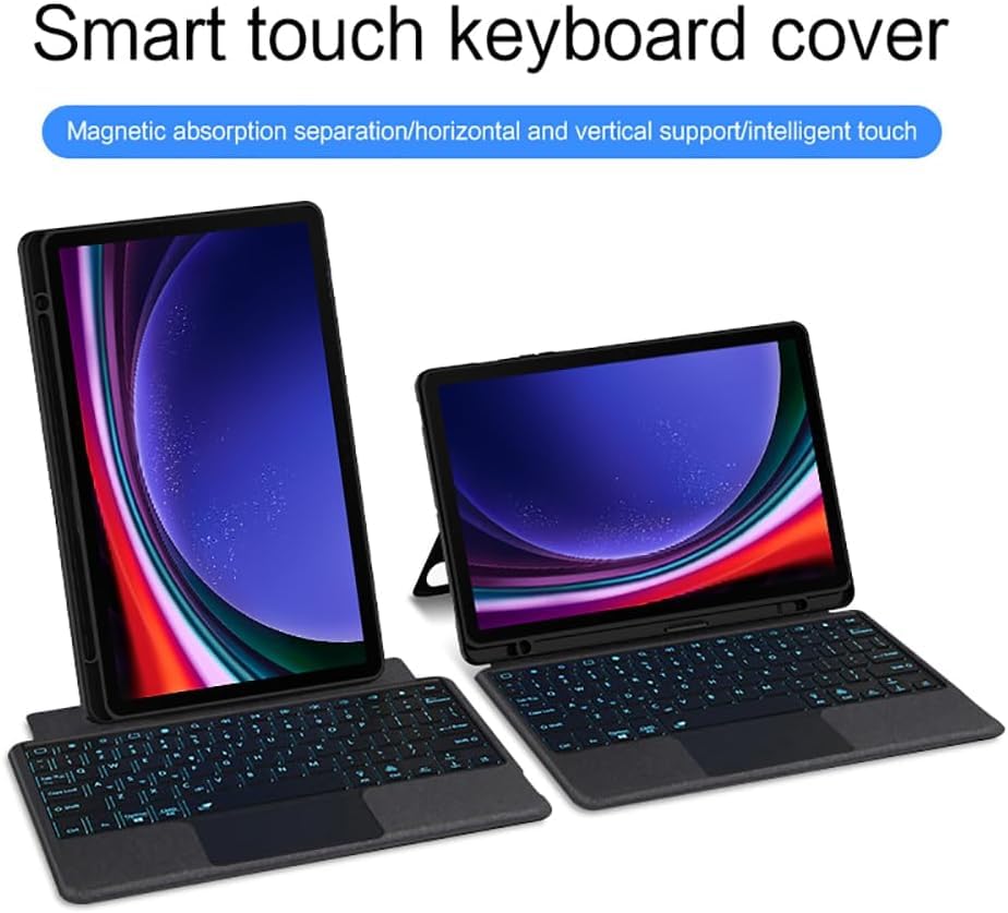 Image of RTSY Kickstand Combo Keyboard case for Samsung Galaxy Tab S10 Lite, S10 FE, S9, S9 FE, S8, S7 (11 /10.9 Inch) with 7-Color Backlit & Touchpad, Portrait & Horizontal Mode, Magnetic Detachable Keyboard