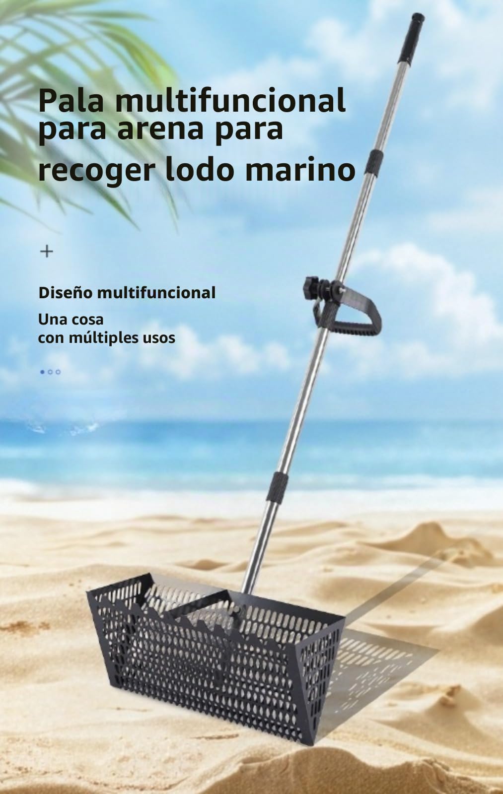 Rastrillo de Arena de Playa, rastrillo de Acero al Carbono para pulgas de Arena, colador de Arena con Cesta Trapezoidal Plegable para Conchas de mar, pulgas de Arena, cangrejos,el tamiz Viene con