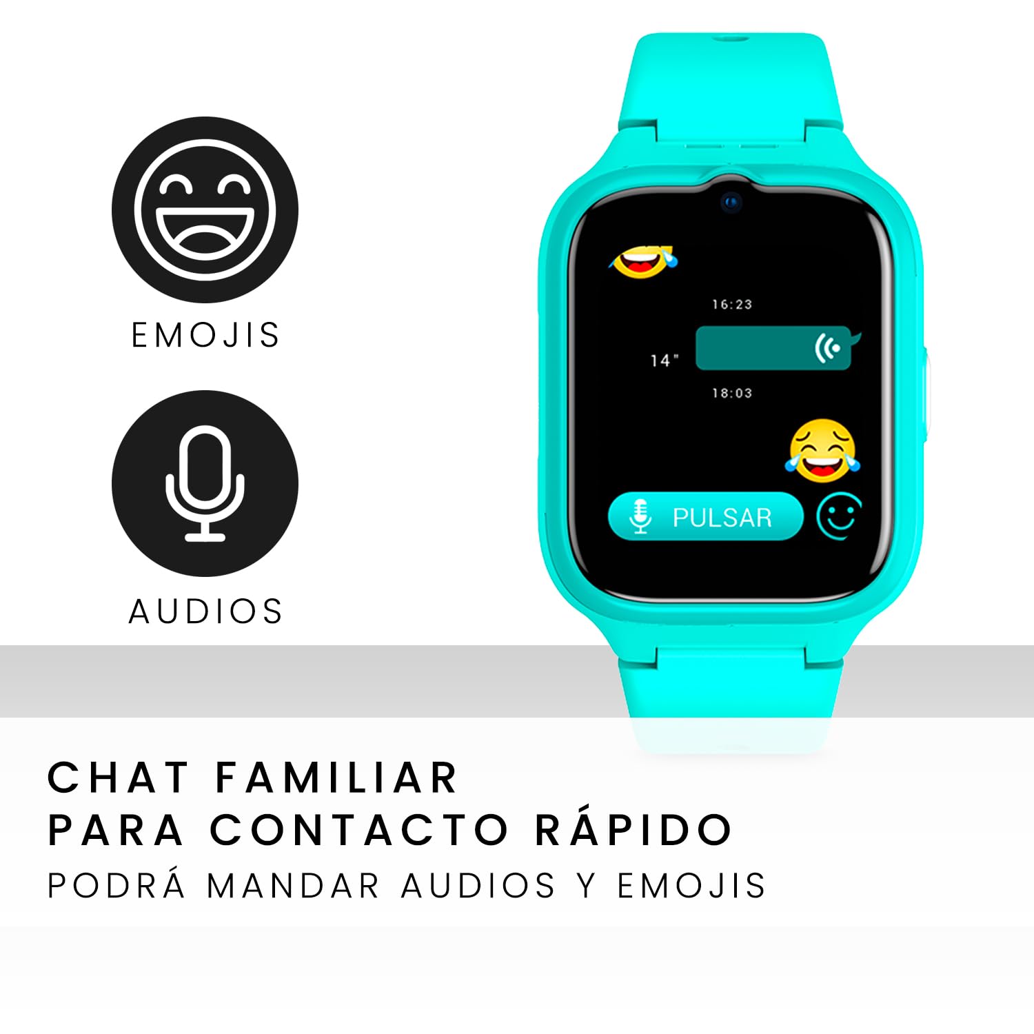 SPC Smartee 4G Kids – Reloj Inteligente para niños con GPS, Llamadas y videollamadas, Chat Familiar, Modo Colegio, botón SOS, IP68 y gestión de smartwatch en App Gratuita SPC Smart Clan